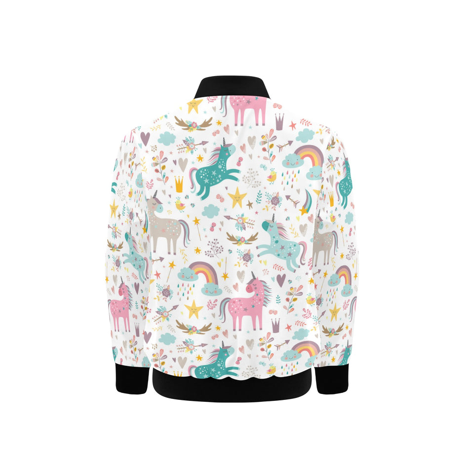 Colorful unicorn pattern Kids' Boys' Girls' Bomber Jacket