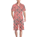 Casino Cards Suits Pattern Print Design 03 Men's V-Neck Short Pajama Set