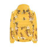 Bee flower pattern Men's Padded Hooded Jacket