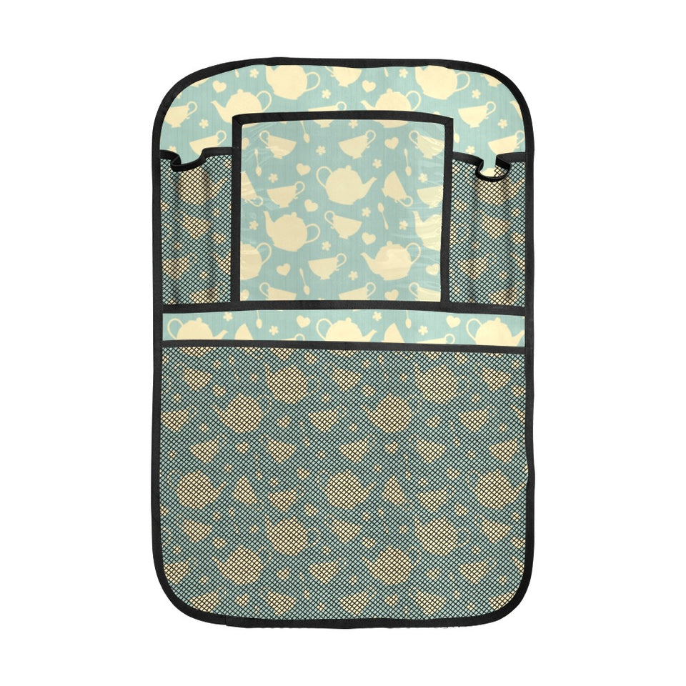 Tea pots Pattern Print Design 02 Car Seat Back Organizer