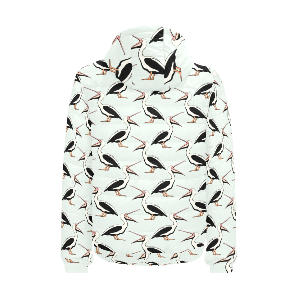 Pelican Pattern Print Design 02 Men's Padded Hooded Jacket