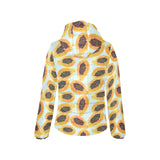 Watercolor papaya pattern Women's Padded Hooded Jacket