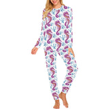Purple seahorse blue coral pattern Women's All Over Print Pajama Set