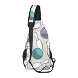 Bowling ball and pin gray background All Over Print Chest Bag