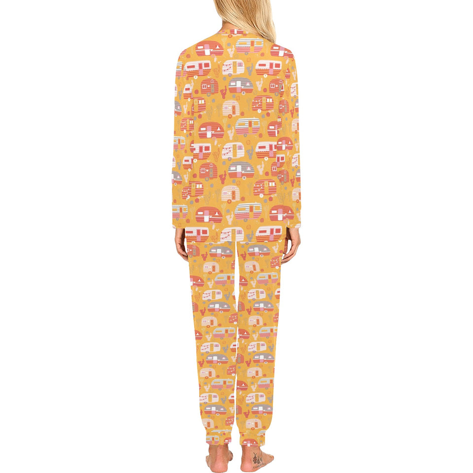 Camper Van Pattern Print Design 04 Women's All Over Print Pajama Set