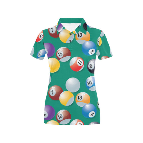 Billiard Ball Pattern Print Design 01 Women's All Over Print Polo Shirt