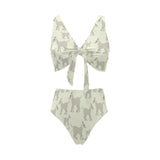 Little young goat pattern Chest Bowknot High Waisted Bikini Swimsuit