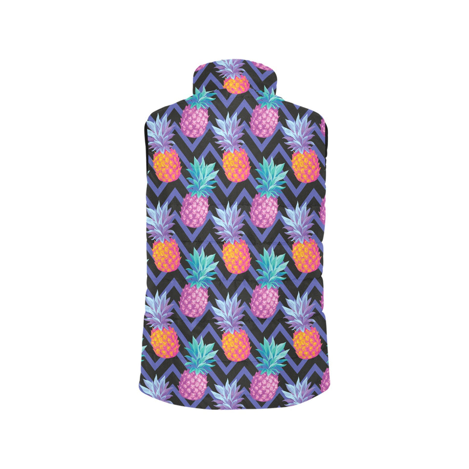 Pineapples pattern zigzag background Women's Padded Vest
