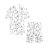 Music Notes Pattern Print Design 04 Men's V-Neck Short Pajama Set
