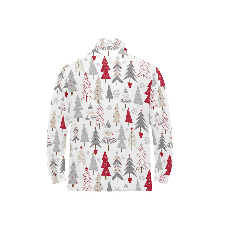 Cute Christmas tree pattern Men's Long Sleeve Polo Shirt