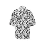 Crow dark floral pattern Women's All Over Print Hawaiian Shirt