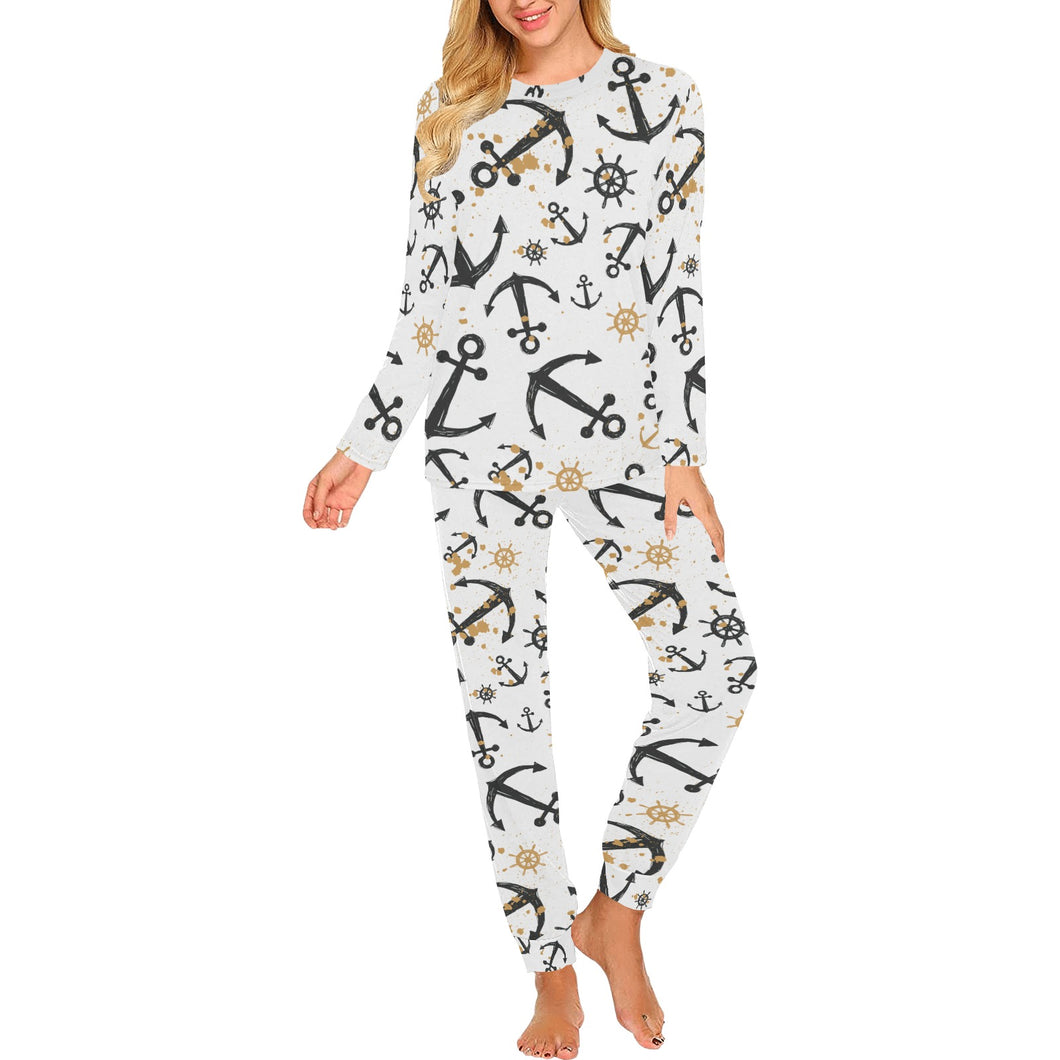 Anchors Rudders pattern Women's All Over Print Pajama Set