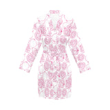 Sketch guava pattern Women's Long Sleeve Belted Night Robe