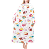 Cake cupcake design pattern Blanket Robe with Sleeves