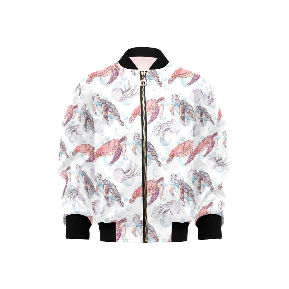 Watercolor sea turtle jellyfish pattern Kids' Boys' Girls' Bomber Jacket