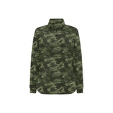 Digital Green camouflage pattern Women's Long Sleeve Polo Shirt