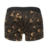 Gold peacock feather pattern Men's All Over Print Boxer Briefs Men's Underwear