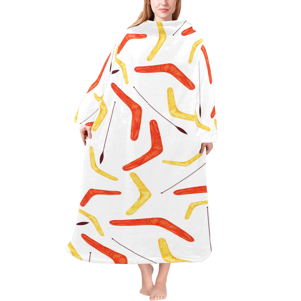 Waterclor boomerang Australian aboriginal ornament Blanket Robe with Sleeves