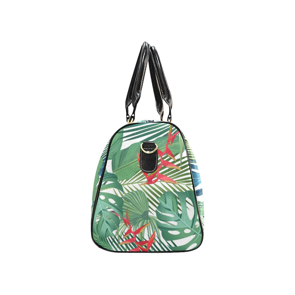 heliconia palm and monstera leaves pattern Travel Bag