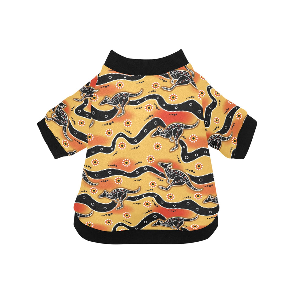 Kangaroo Australian aboriginal art pattern All Over Print Pet Dog Round Neck Fuzzy Shirt