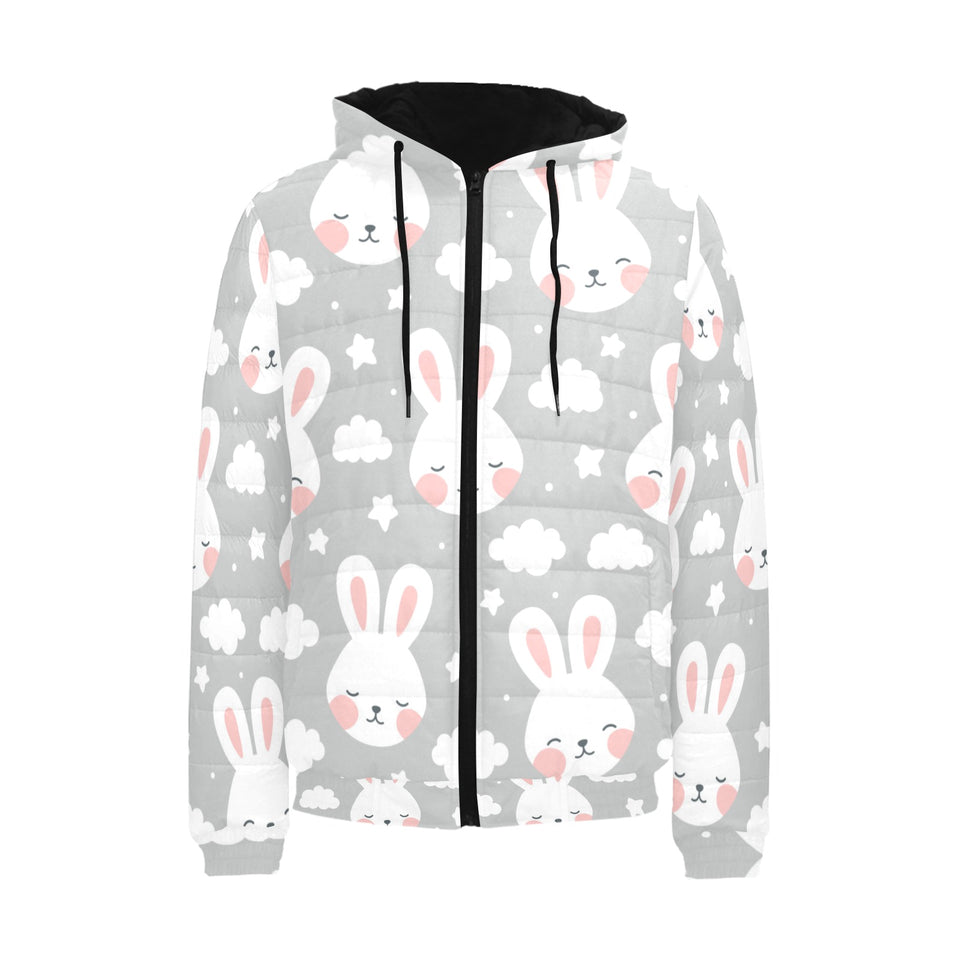 Rabbit cloud Pattern Men's Padded Hooded Jacket