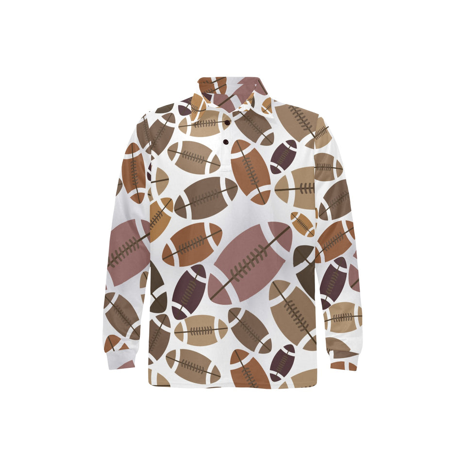 American football ball pattern Men's Long Sleeve Polo Shirt