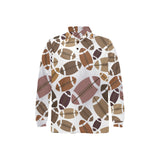 American football ball pattern Men's Long Sleeve Polo Shirt