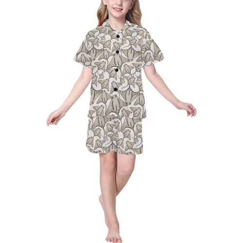 Stingray Pattern Print Design 05 Kids' Boys' Girls' V-Neck Short Pajama Set