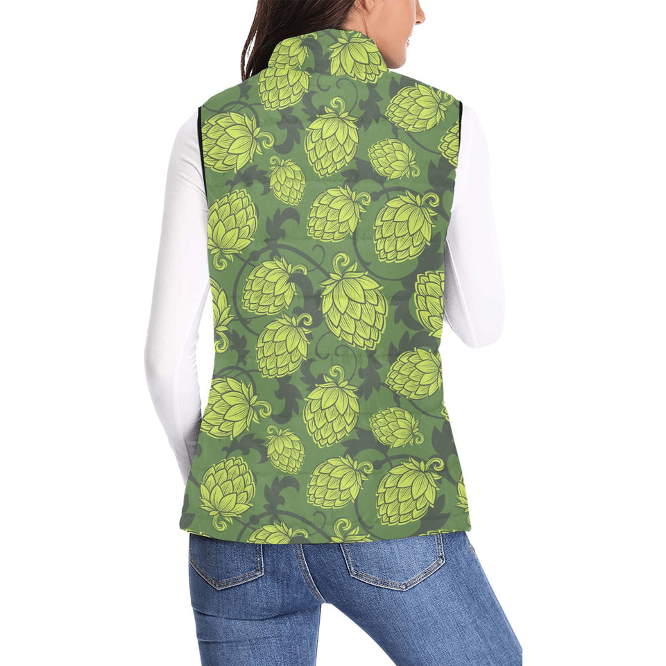 Hop pattern Hop cone background Women's Padded Vest