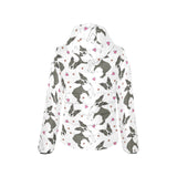 Boston terrier dog hearts vector pattern Women's Padded Hooded Jacket