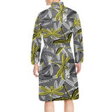 Hand drawn dragonfly pattern Men's Long Sleeve Belted Night Robe