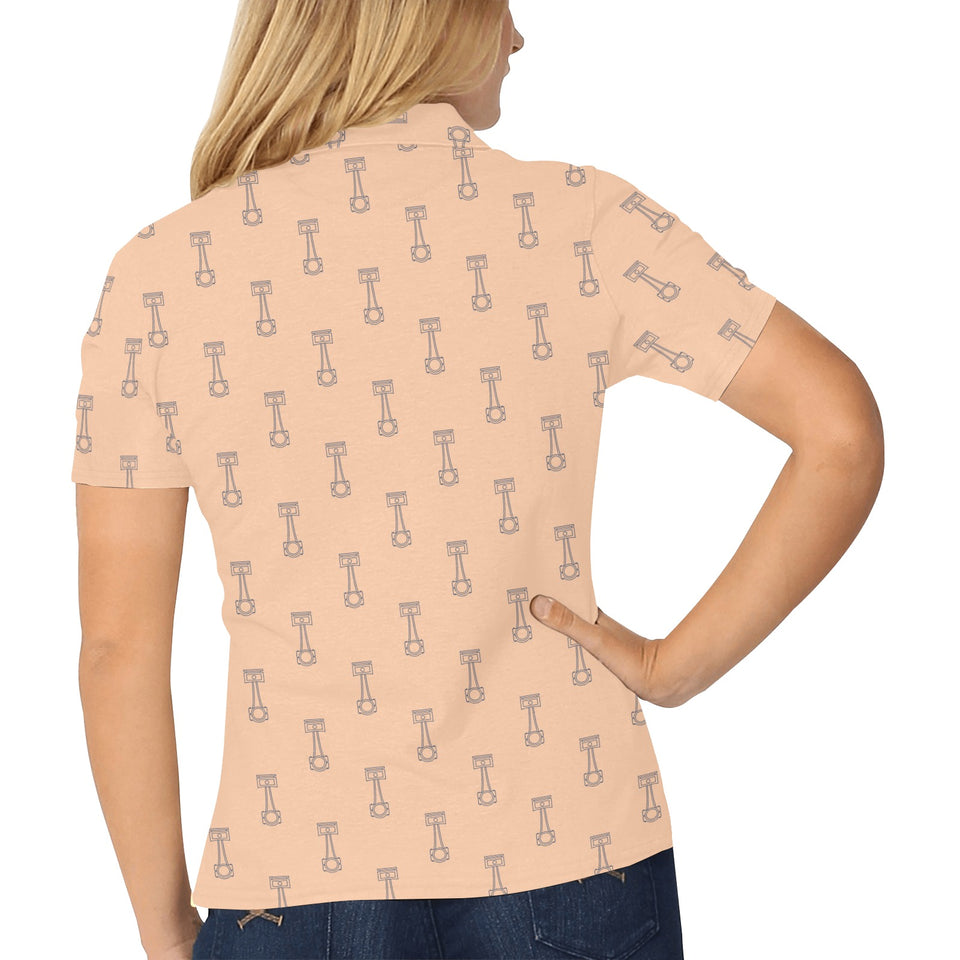 Engine Piston Cream Background Pattern Design 04 Women's All Over Print Polo Shirt