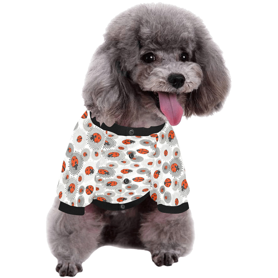 Ladybug Pattern Print Design 05 All Over Print Pet Dog Round Neck Fuzzy Shirt