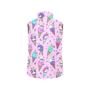 Cute ice cream cone animal pattern Men's Padded Vest