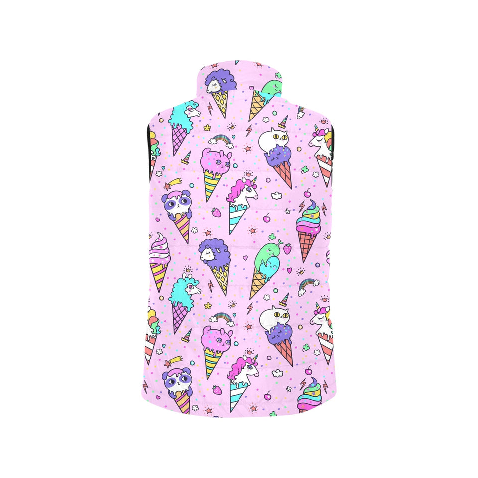 Cute ice cream cone animal pattern Men's Padded Vest
