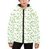 Green Peas Pattern Print Design 04 Kids' Boys' Girls' Padded Hooded Jacket