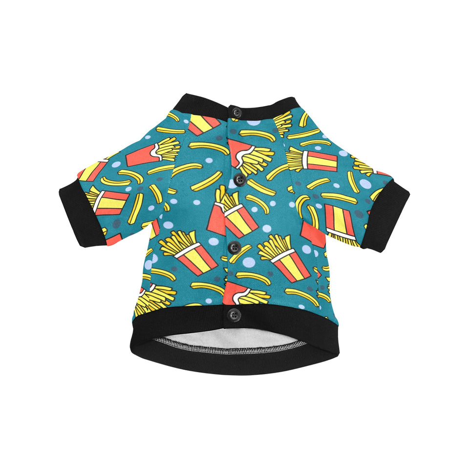 French fries red paper box pattern All Over Print Pet Dog Round Neck Fuzzy Shirt