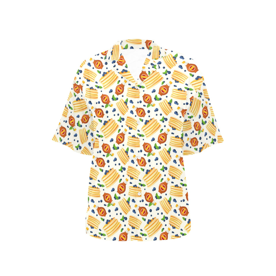 Pancake Pattern Print Design 02 Women's All Over Print Hawaiian Shirt