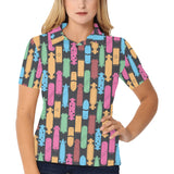 Skate Board Pattern Print Design 02 Women's All Over Print Polo Shirt