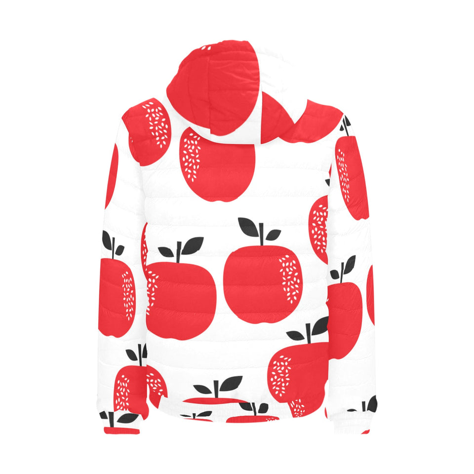 red apples white background Men's Padded Hooded Jacket