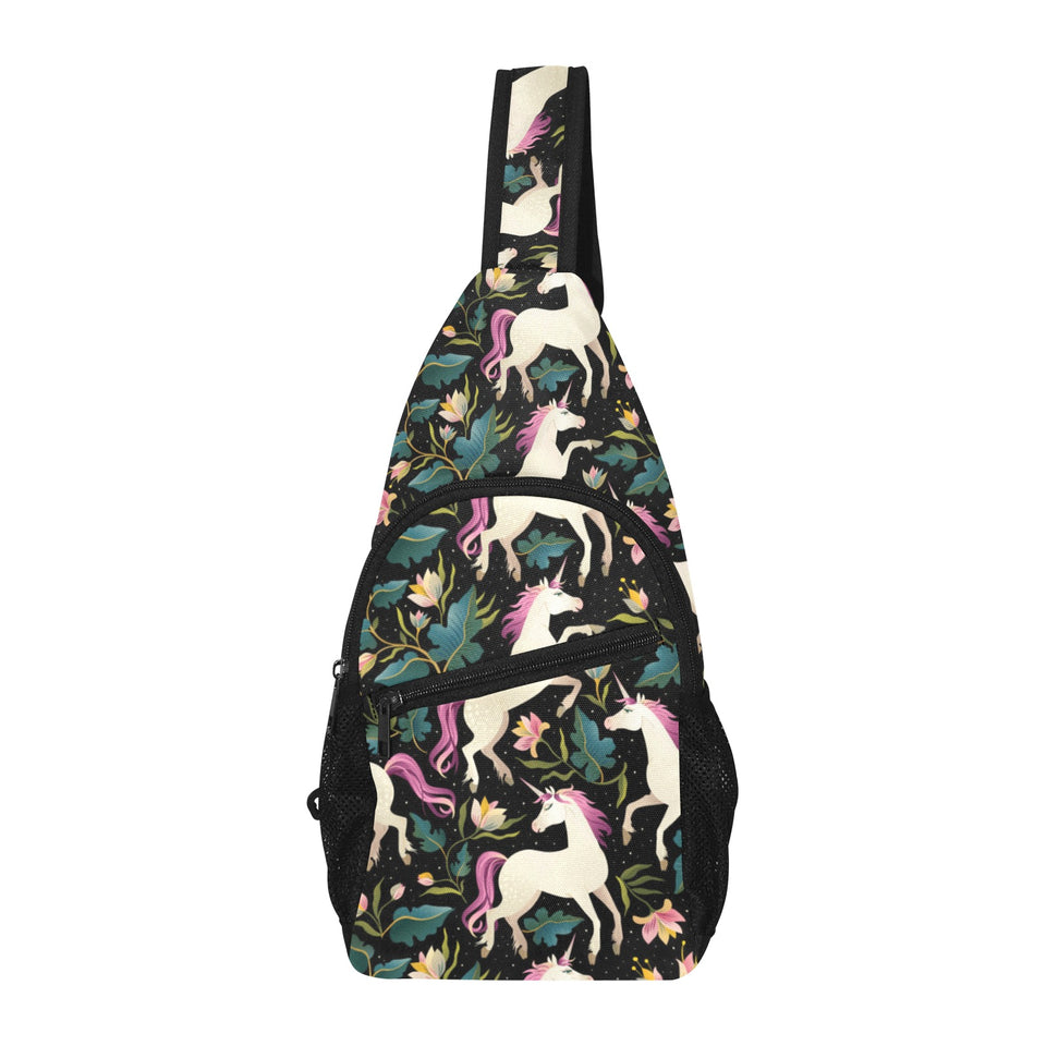 Unicorns forest background All Over Print Chest Bag