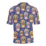 Sugar skull flower pattern Men's All Over Print Polo Shirt