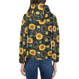 sunflower golden polygonal shapes Women's Padded Hooded Jacket