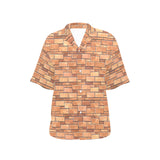 Brick Printed Pattern Print Design 04 Women's All Over Print Hawaiian Shirt