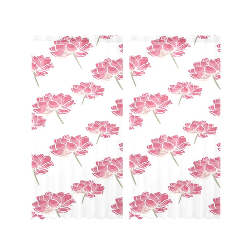 Pink lotus waterlily pattern Gauze Curtain