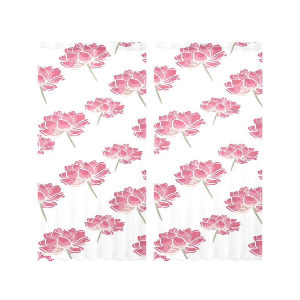 Pink lotus waterlily pattern Gauze Curtain