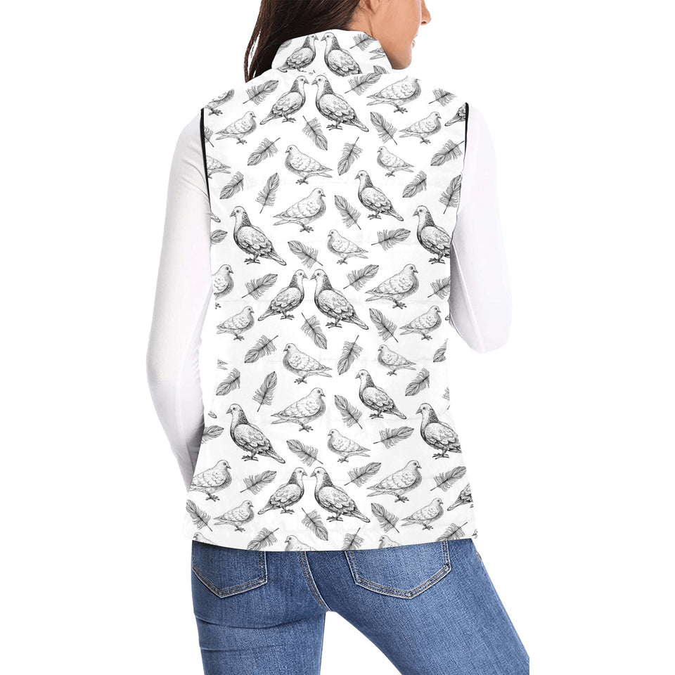 Pigeon Pattern Print Design 05 Women's Padded Vest