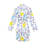 Duck Pattern Print Design 01 Women's Long Sleeve Belted Night Robe