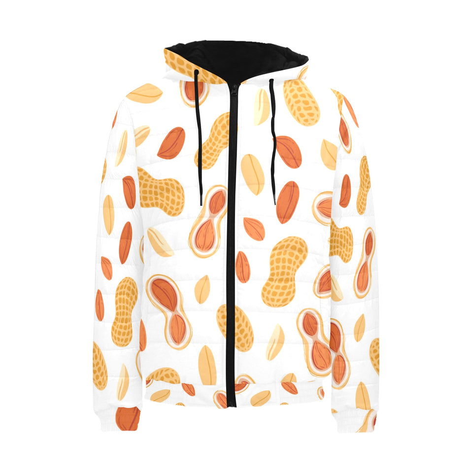 peanuts pattern Men's Padded Hooded Jacket