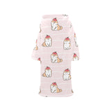 Cute Shiba Inu Dog Apple pattern Blanket Robe with Sleeves